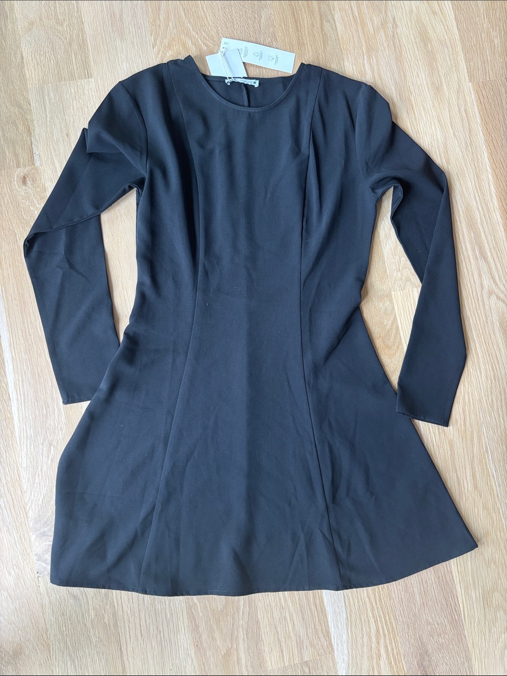 Zara Black Long-Sleeve Fit & Flare Dress